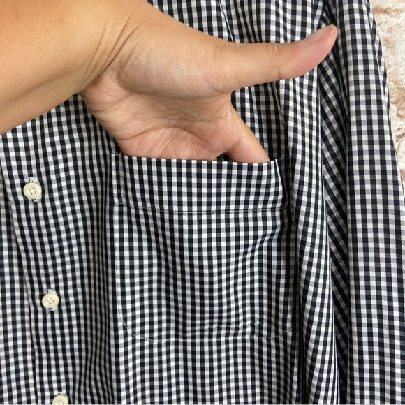 Peter Millar Cotton Silk Blend Black White Gingham Button Down Shirt Size XL - Picture 3 of 5